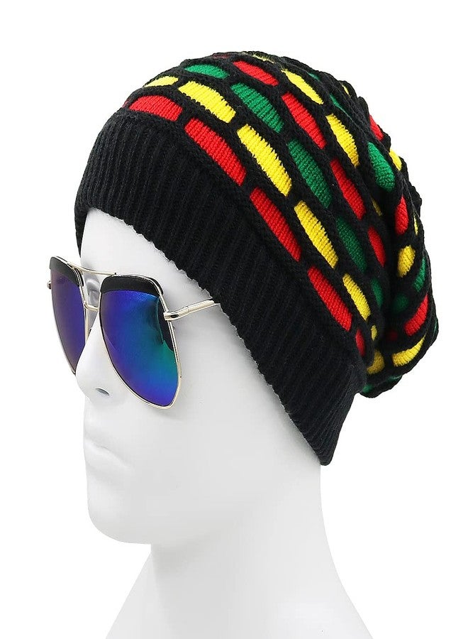 Bandelt Rasta Jamaica Beanie Reggae Hat Multi-Colour Slouchy Baggie Beanie Skullies Gorro Rasta Cap for Mens Womens - Image 4